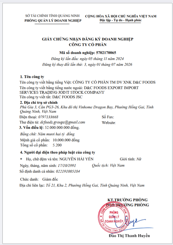 Giấy Đăng Ký Doanh Nghiệp